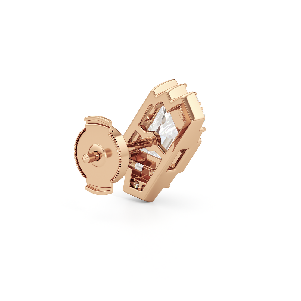 The Marquee Earrings with 18KT Rose Gold / Lab / 2 1/10 Cut Diamond in 14KT Rose Gold / Lab / 2 1/10 view 6
