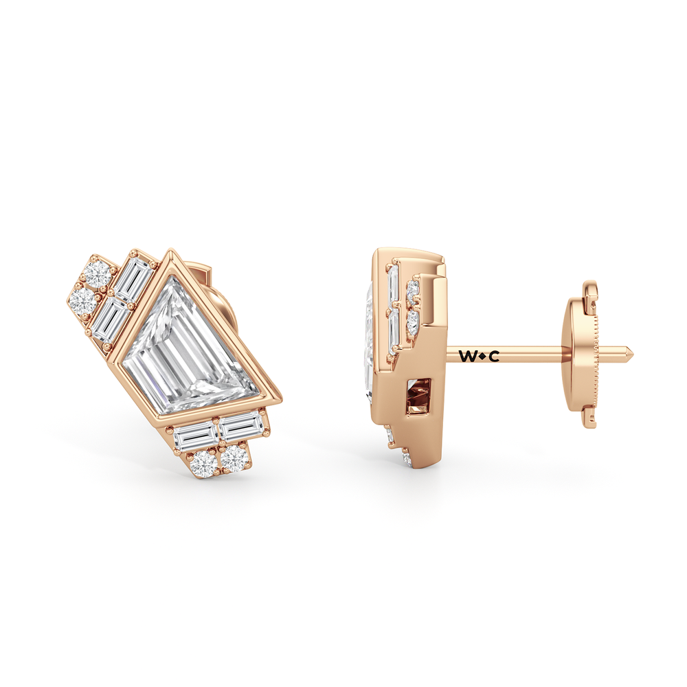 The Marquee Earrings with 18KT Rose Gold / Lab / 2 1/10 Cut Diamond in 14KT Rose Gold / Lab / 2 1/10 view 7
