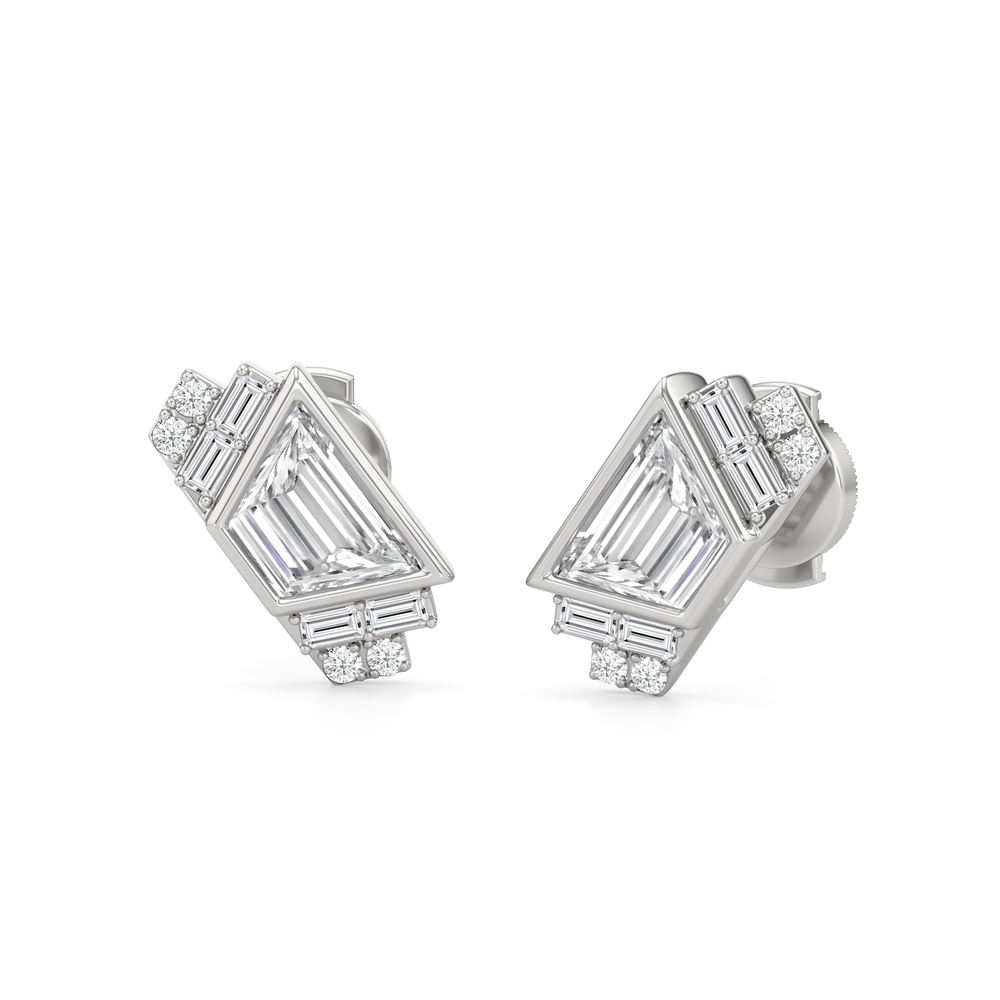 The Marquee Earrings with Platinum / Lab / 2 1/10 Cut Diamond in 14KT Platinum / Lab / 2 1/10 view 2
