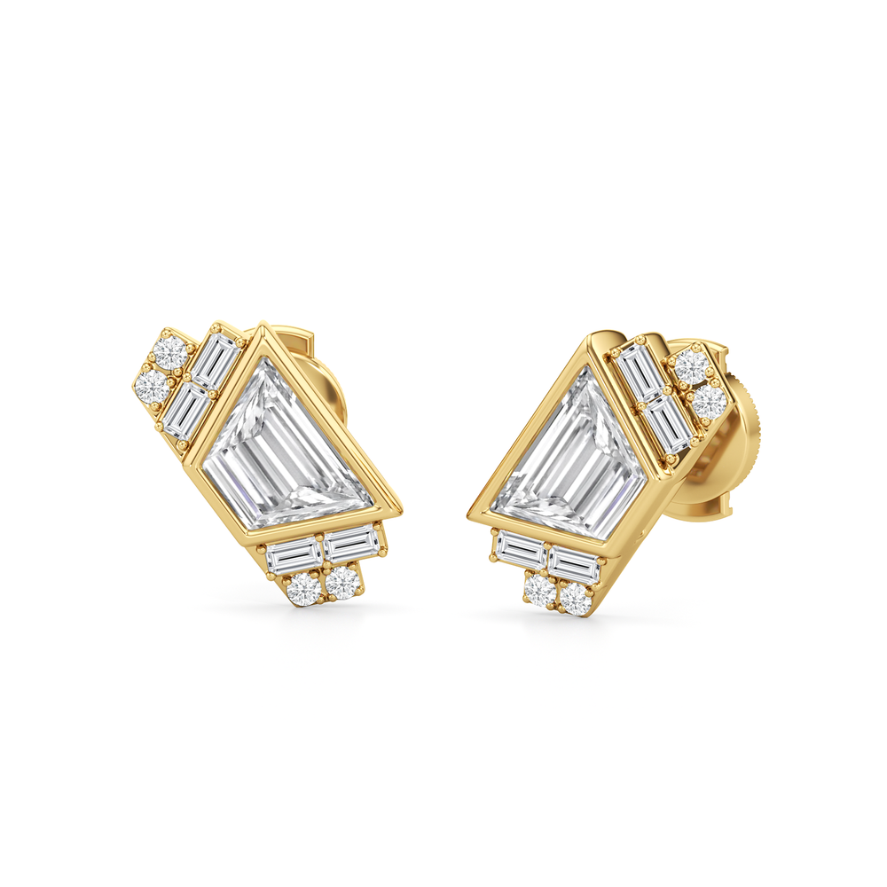 The Marquee Earrings with 18KT Yellow Gold / Lab / 2 1/10 Cut Diamond in 14KT Yellow Gold / Lab / 2 1/10 view 2
