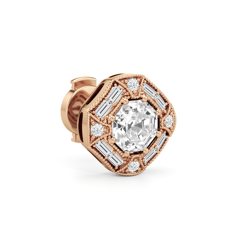 The Liberty Earrings with 18KT Rose Gold / Lab / 2 Cut Diamond in 14KT Rose Gold / Lab / 2 view 5
