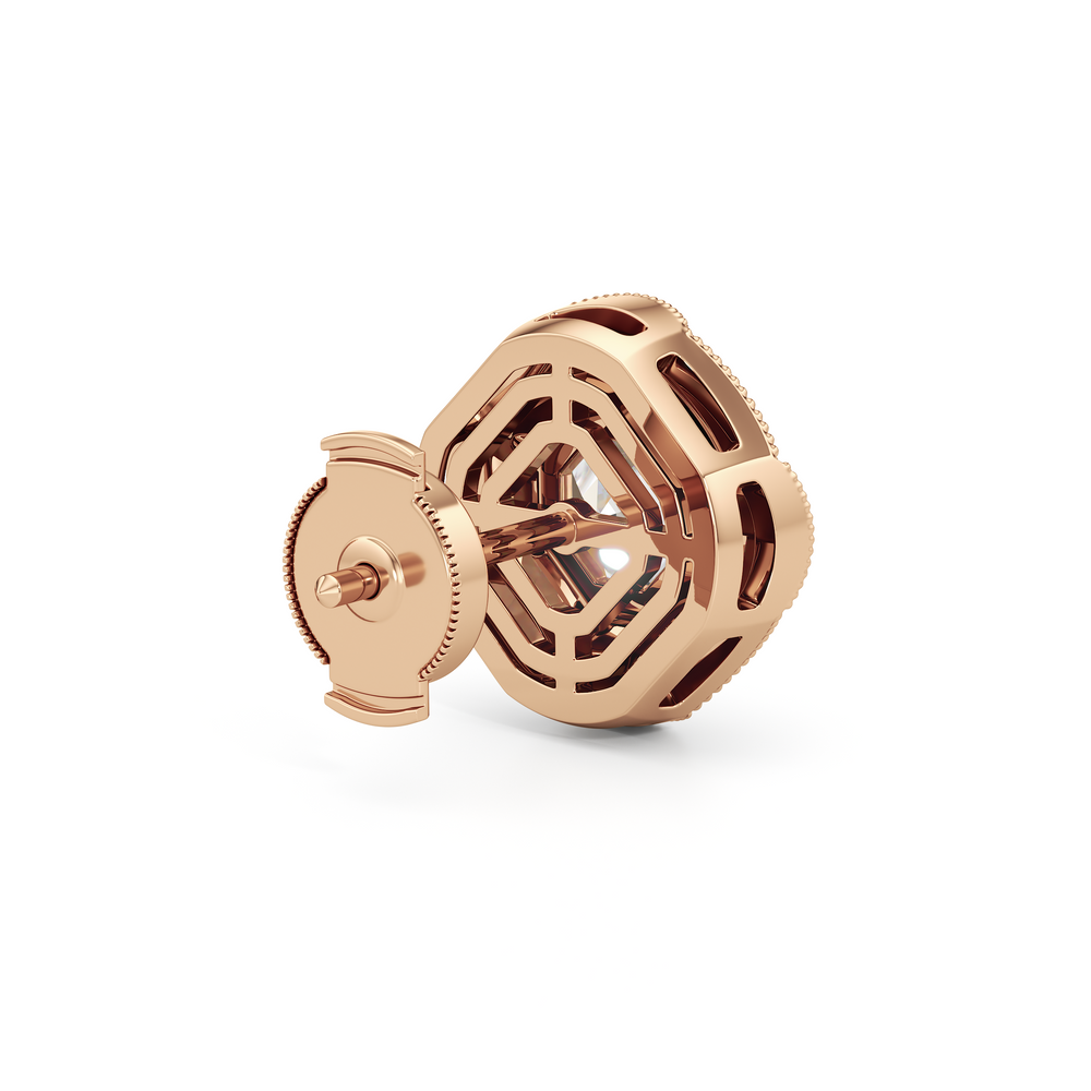 The Liberty Earrings with 18KT Rose Gold / Lab / 2 Cut Diamond in 14KT Rose Gold / Lab / 2 view 6
