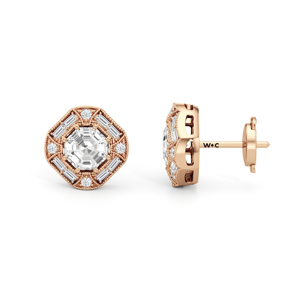 The Liberty Earrings with 18KT Rose Gold / Lab / 2 Cut Diamond in 14KT Rose Gold / Lab / 2 view 7
