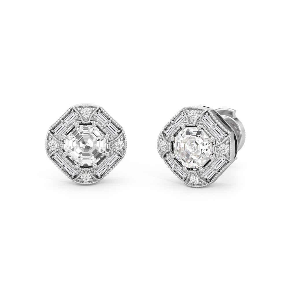 The Liberty Earrings with 18KT White Gold / Lab / 2 Cut Diamond in 14KT White Gold / Lab / 2 view 2
