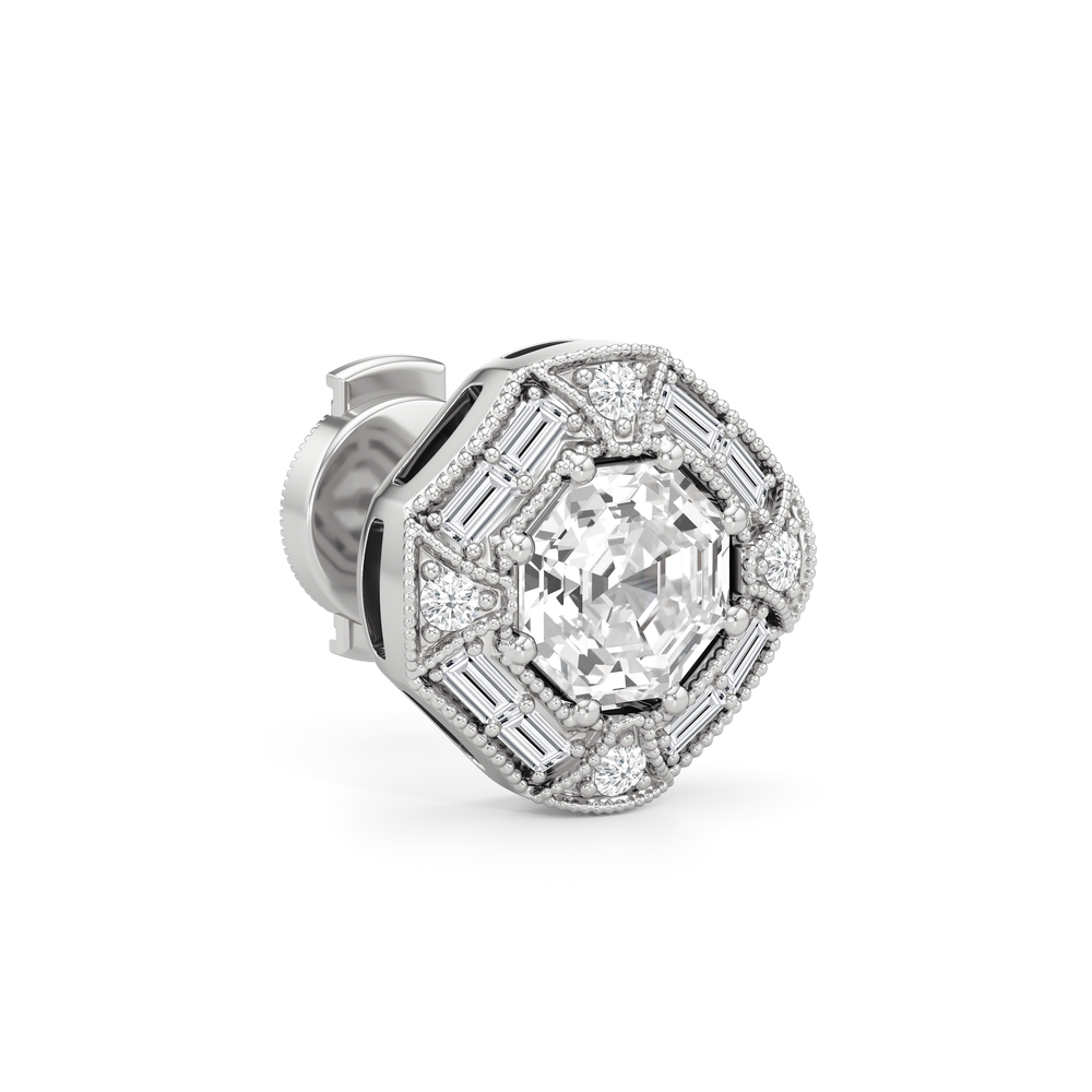 The Liberty Earrings with 18KT White Gold / Lab / 2 Cut Diamond in 14KT White Gold / Lab / 2 view 5
