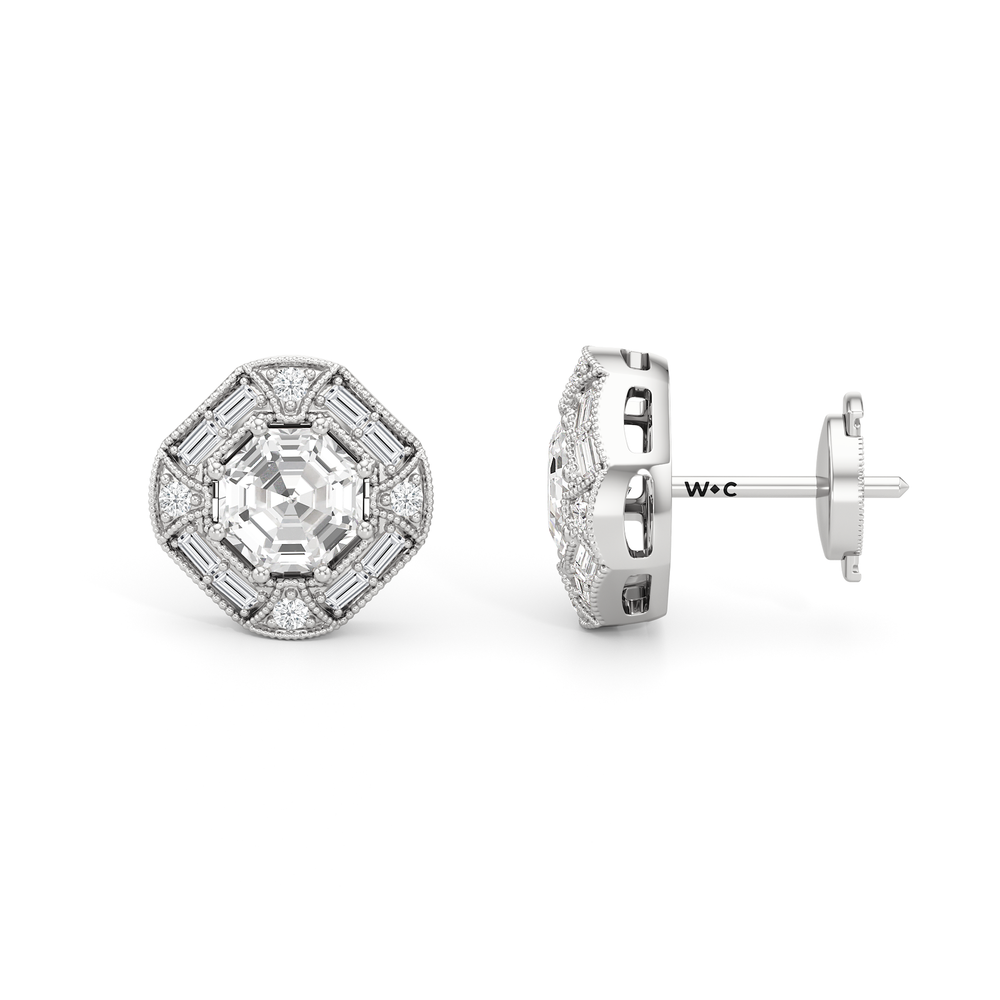 The Liberty Earrings with 18KT White Gold / Lab / 2 Cut Diamond in 14KT White Gold / Lab / 2 view 7
