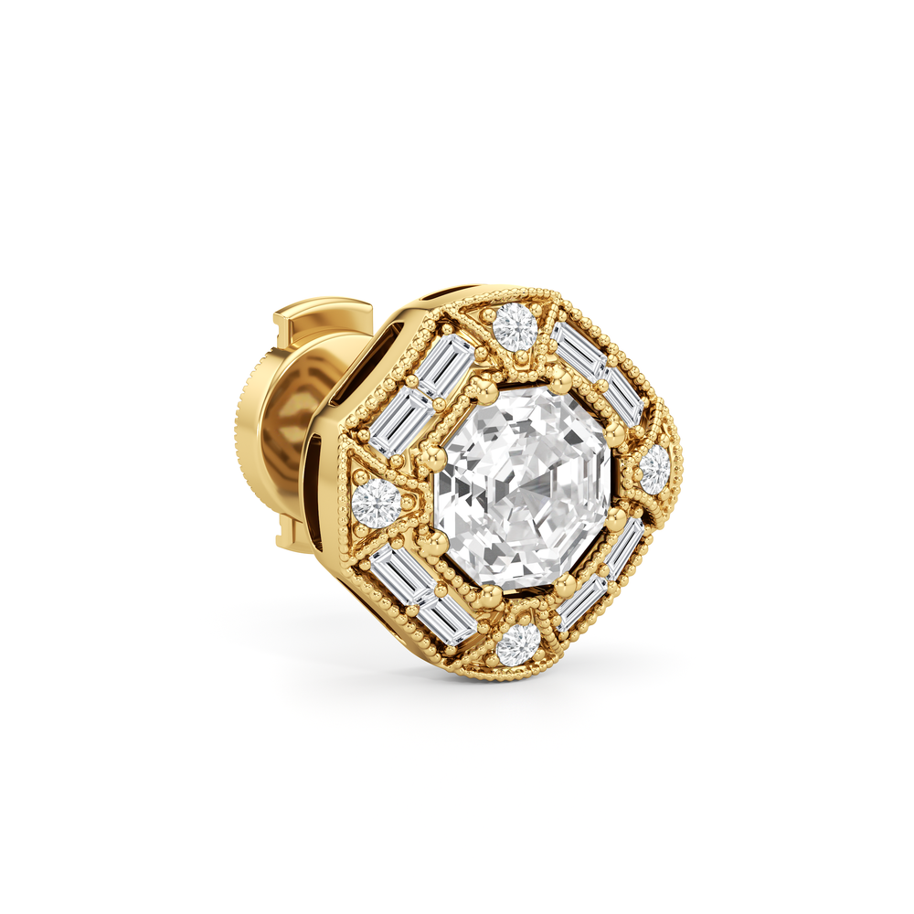 The Liberty Earrings with 18KT Yellow Gold / Lab / 2 Cut Diamond in 14KT Yellow Gold / Lab / 2 view 5
