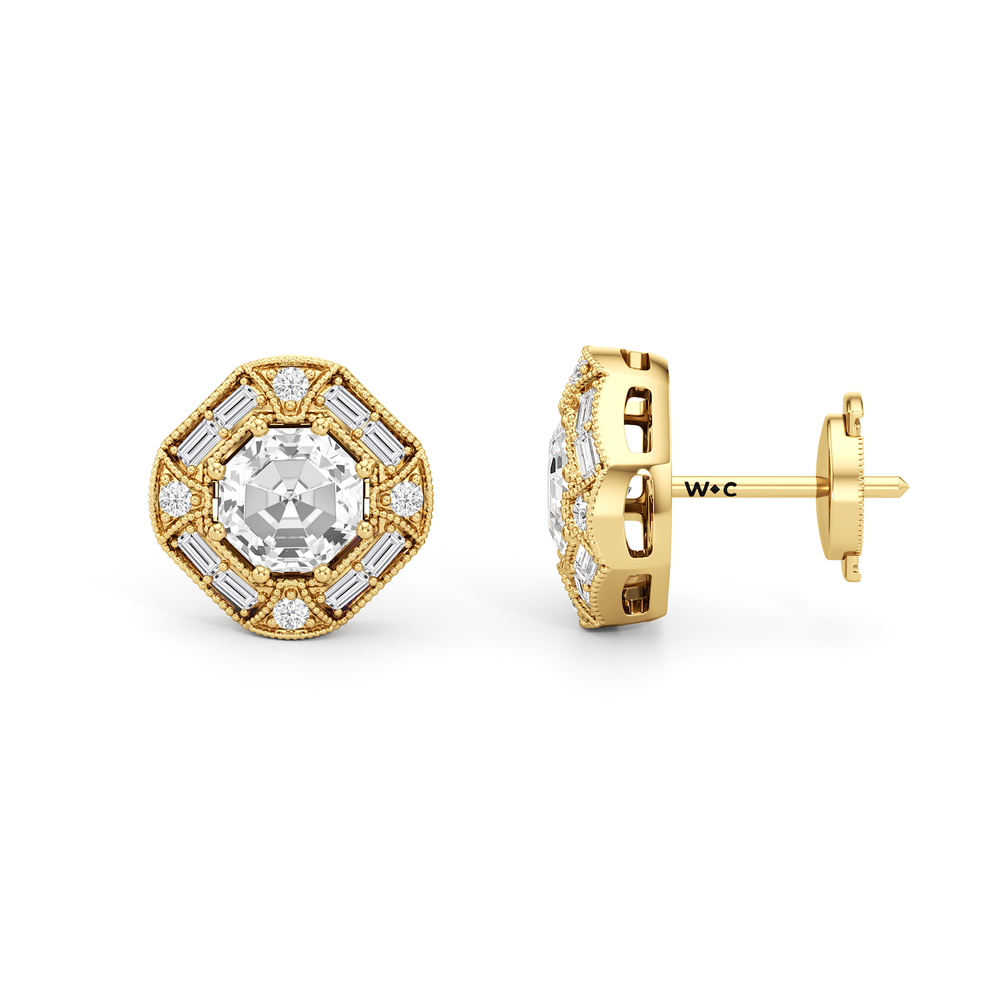 The Liberty Earrings with 18KT Yellow Gold / Lab / 2 Cut Diamond in 14KT Yellow Gold / Lab / 2 view 7
