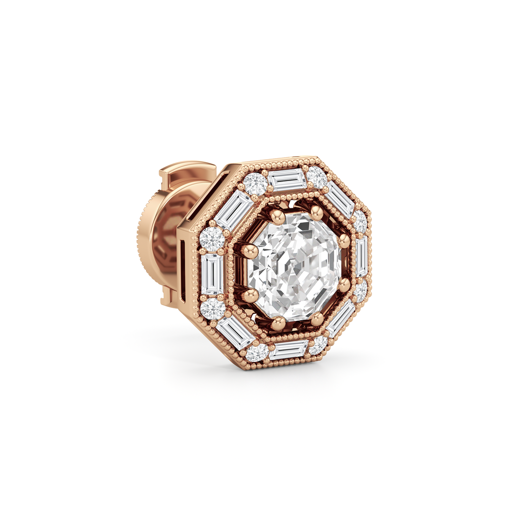 The Octa Earrings with 18KT Rose Gold / Lab / 1 3/4 Cut Diamond in 14KT Rose Gold / Lab / 1 3/4 view 5
