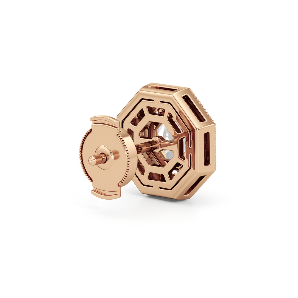 The Octa Earrings with 18KT Rose Gold / Lab / 1 3/4 Cut Diamond in 14KT Rose Gold / Lab / 1 3/4 view 6
