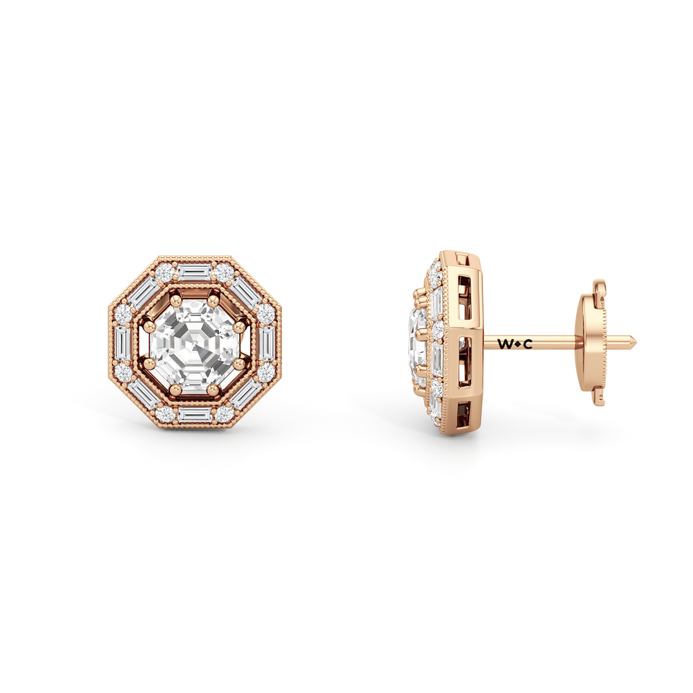 The Octa Earrings with 18KT Rose Gold / Lab / 1 3/4 Cut Diamond in 14KT Rose Gold / Lab / 1 3/4 view 7
