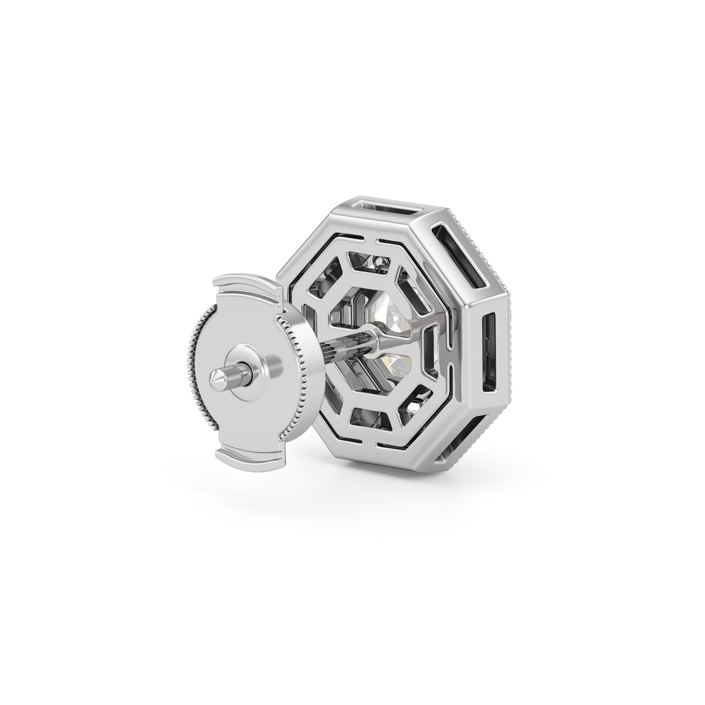 The Octa Earrings with 18KT White Gold / Lab / 1 3/4 Cut Diamond in 14KT White Gold / Lab / 1 3/4 view 6

