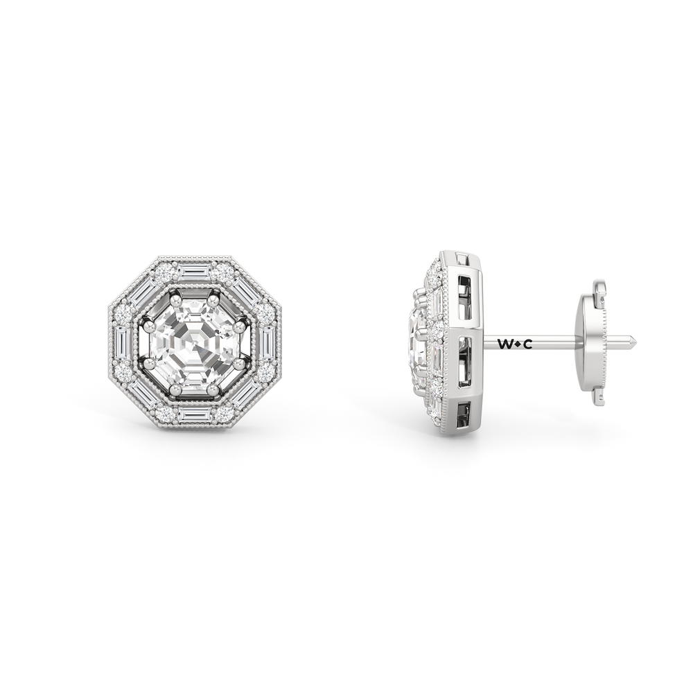 The Octa Earrings with 18KT White Gold / Lab / 1 3/4 Cut Diamond in 14KT White Gold / Lab / 1 3/4 view 7
