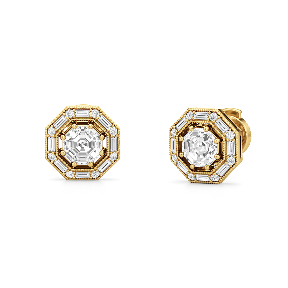 The Octa Earrings with 18KT Yellow Gold / Lab / 1 3/4 Cut Diamond in 14KT Yellow Gold / Lab / 1 3/4 view 2
