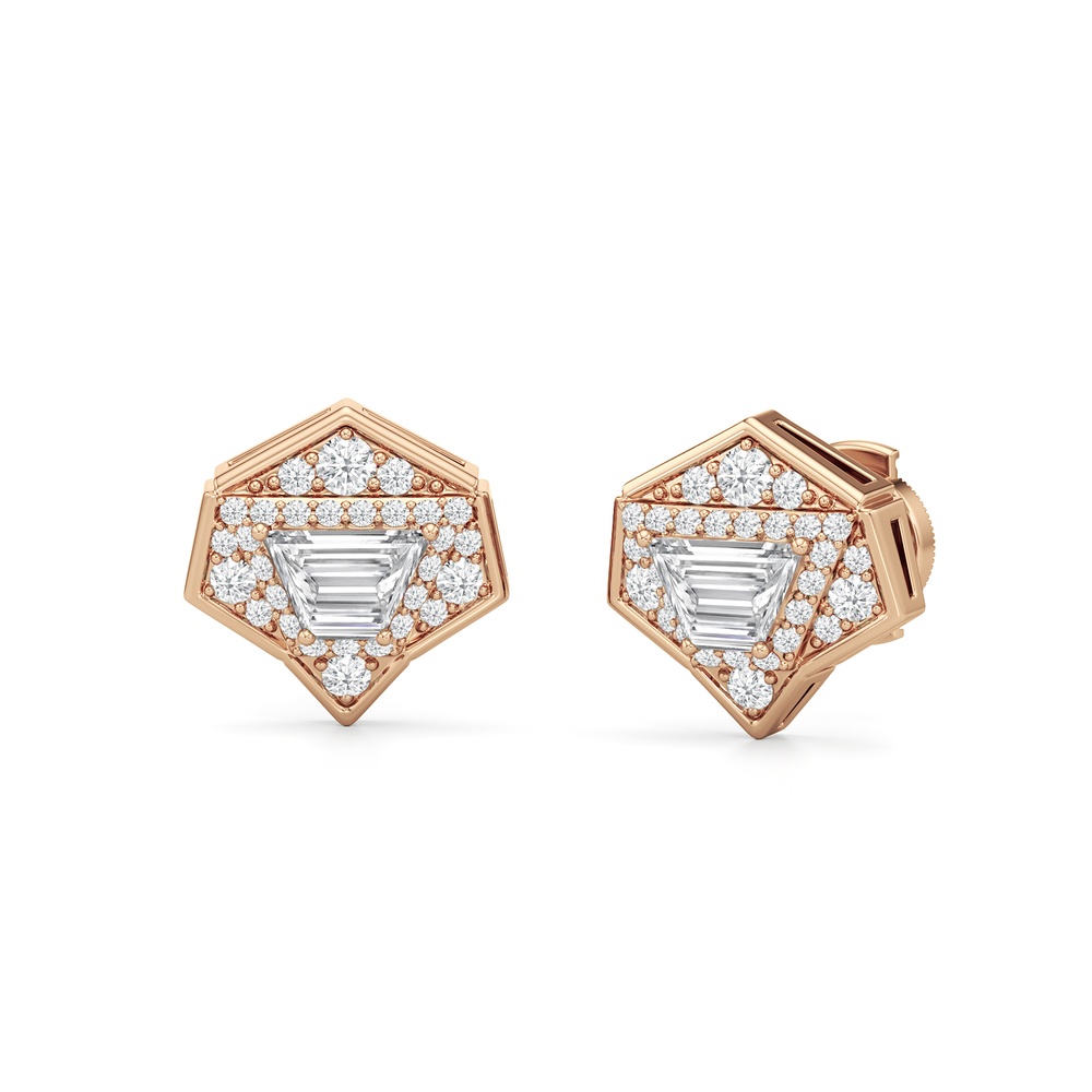 The Dorchester Earrings with 18KT Rose Gold / Lab / 1 1/3 Cut Diamond in 14KT Rose Gold / Lab / 1 1/3 view 2
