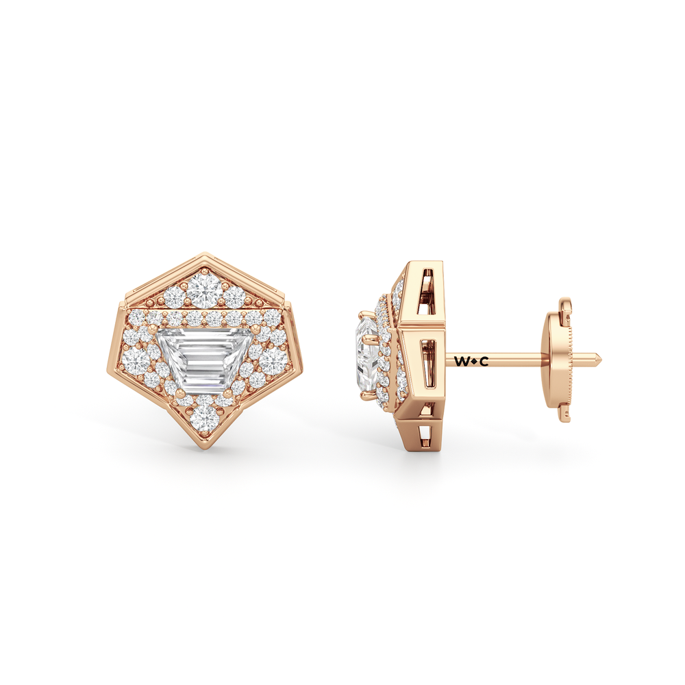 The Dorchester Earrings with 18KT Rose Gold / Lab / 1 1/3 Cut Diamond in 14KT Rose Gold / Lab / 1 1/3 view 7

