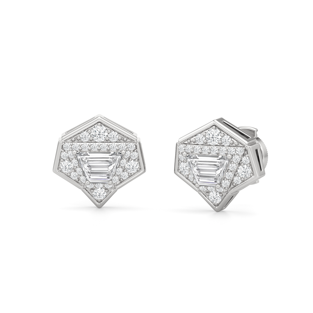 The Dorchester Earrings with 18KT White Gold / Lab / 1 1/3 Cut Diamond in 14KT White Gold / Lab / 1 1/3 view 2
