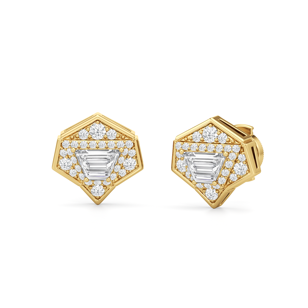 The Dorchester Earrings with 18KT Yellow Gold / Lab / 1 1/3 Cut Diamond in 14KT Yellow Gold / Lab / 1 1/3 view 2
