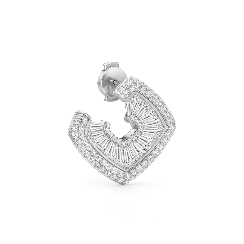 The Streamline Moderne Earrings with 18KT White Gold / Lab / 4 1/4 Cut Diamond in 14KT White Gold / Lab / 4 1/4 view 5
