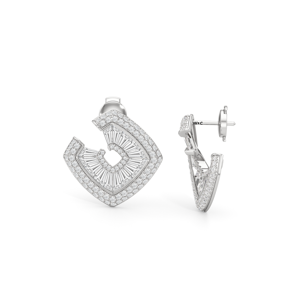 The Streamline Moderne Earrings with 18KT White Gold / Lab / 4 1/4 Cut Diamond in 14KT White Gold / Lab / 4 1/4 view 7
