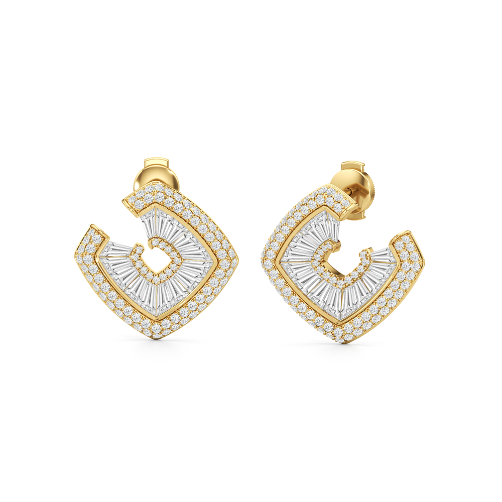The Streamline Moderne Earrings with 18KT Yellow Gold / Lab / 4 1/4 Cut Diamond in 14KT Yellow Gold / Lab / 4 1/4 view 2
