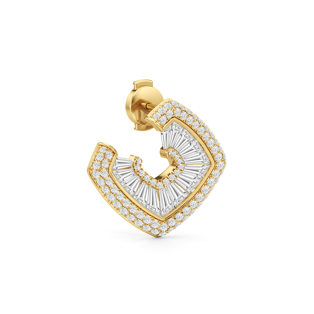 The Streamline Moderne Earrings with 18KT Yellow Gold / Lab / 4 1/4 Cut Diamond in 14KT Yellow Gold / Lab / 4 1/4 view 5
