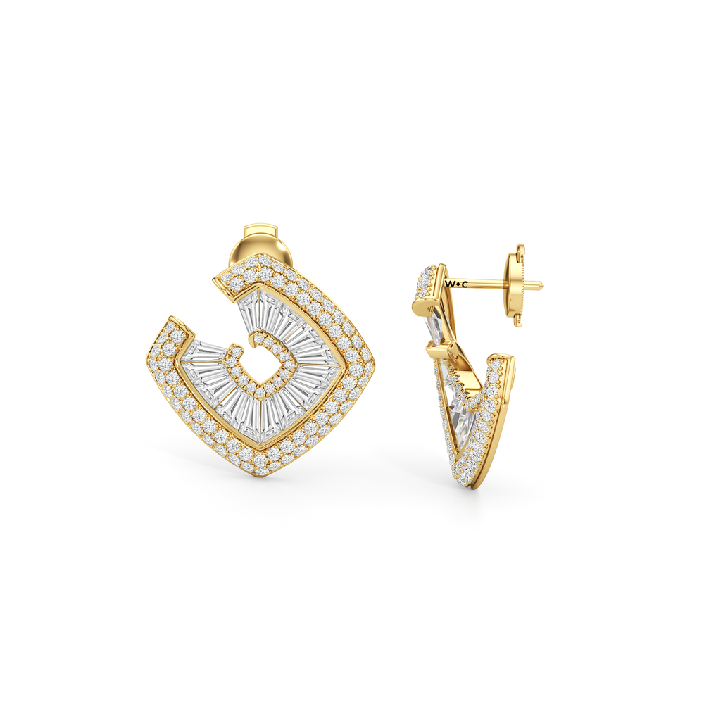 The Streamline Moderne Earrings with 18KT Yellow Gold / Lab / 4 1/4 Cut Diamond in 14KT Yellow Gold / Lab / 4 1/4 view 7
