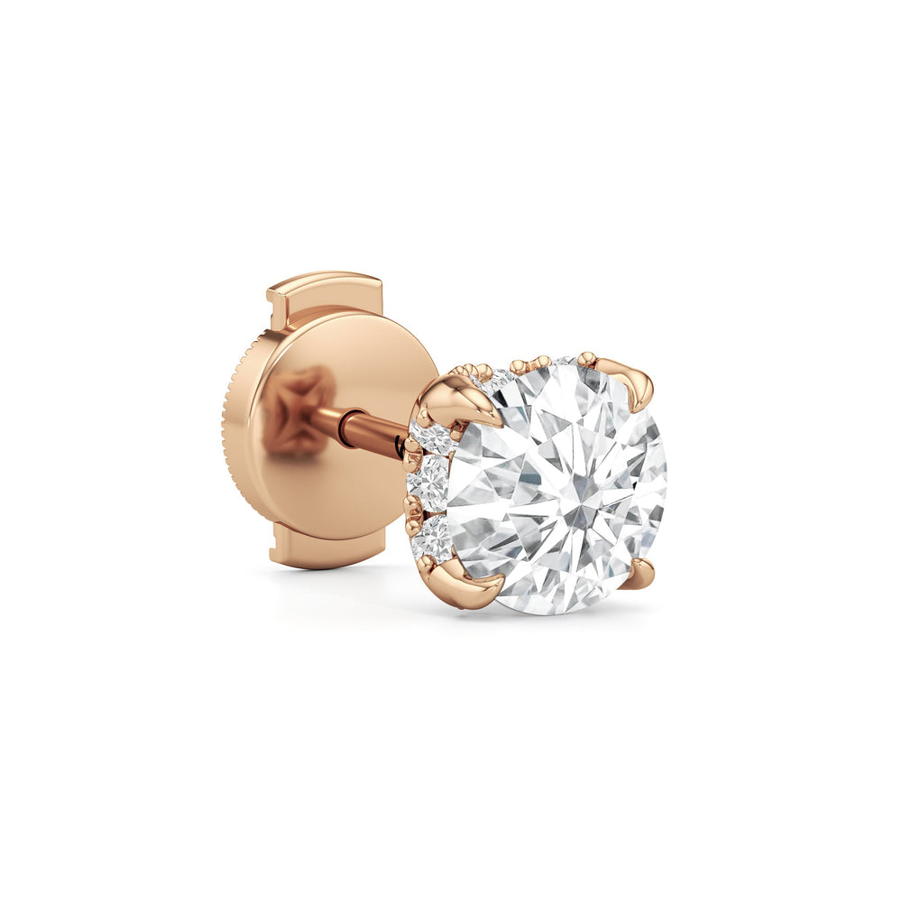 The Atrium Round Solitaire Studs with 18KT Rose Gold / Lab / 2 1/4 Cut Diamond in 14KT Rose Gold / Lab / 2 1/4 view 5
