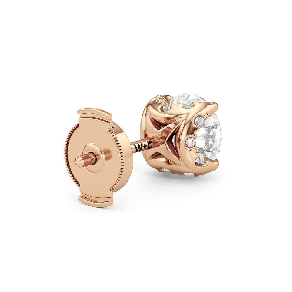 The Atrium Round Solitaire Studs with 18KT Rose Gold / Lab / 2 1/4 Cut Diamond in 14KT Rose Gold / Lab / 2 1/4 view 6
