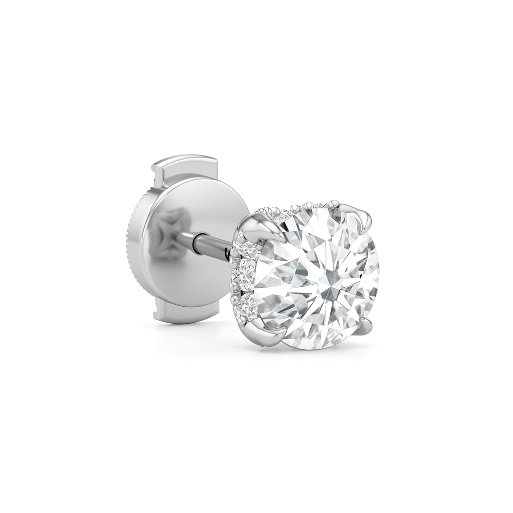 The Atrium Round Solitaire Studs with Platinum / Lab / 2 1/4 Cut Diamond in 14KT Platinum / Lab / 2 1/4 view 5
