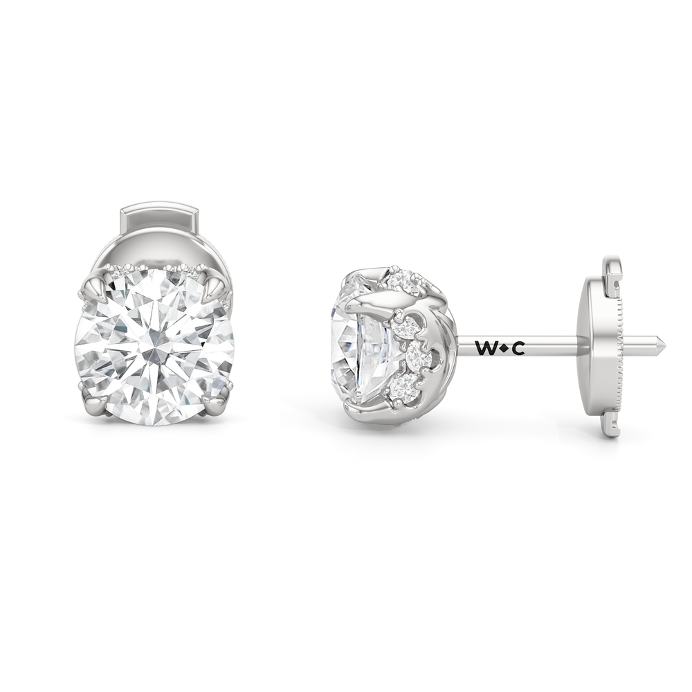 The Atrium Round Solitaire Studs with Platinum / Lab / 2 1/4 Cut Diamond in 14KT Platinum / Lab / 2 1/4 view 4
