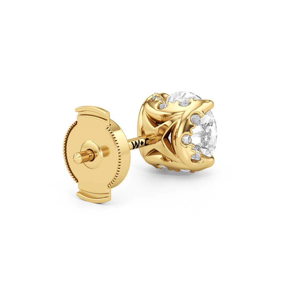The Atrium Round Solitaire Studs with 18KT Yellow Gold / Lab / 2 1/4 Cut Diamond in 14KT Yellow Gold / Lab / 2 1/4 view 6

