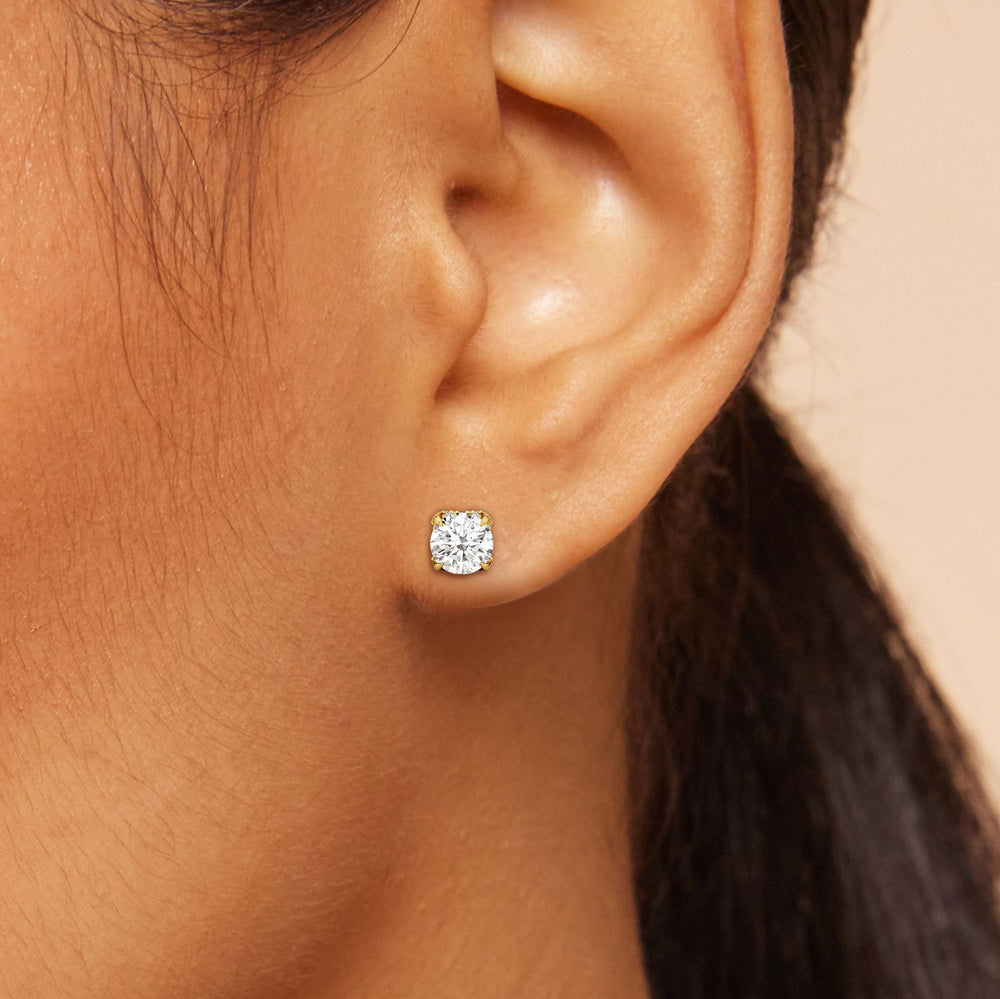 The Atrium Round Solitaire Studs with 18KT Rose Gold / Lab / 2 1/4 Cut Diamond in 14KT Rose Gold / Lab / 2 1/4 view 3
