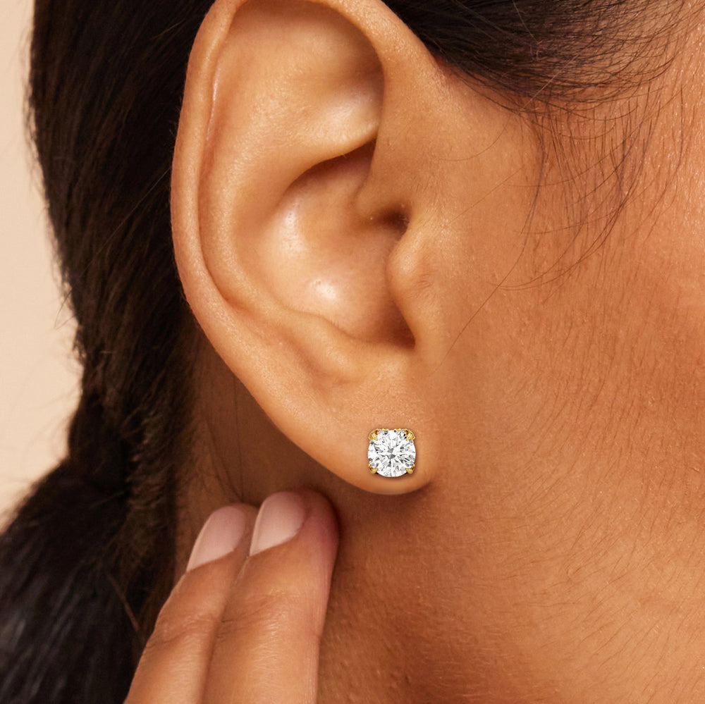 The Atrium Round Solitaire Studs with 18KT Rose Gold / Lab / 2 1/4 Cut Diamond in 14KT Rose Gold / Lab / 2 1/4 view 2
