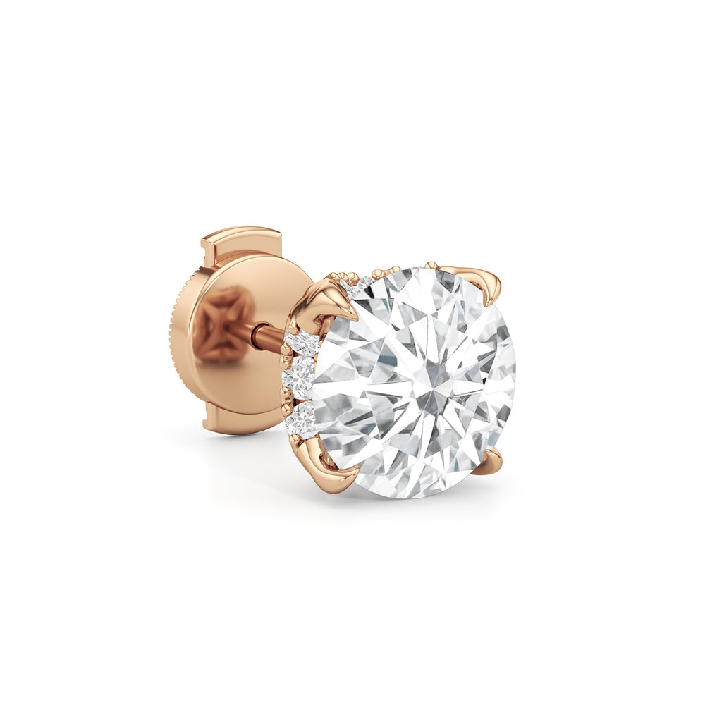 The Atrium Round Solitaire Studs with 18KT Rose Gold / Lab / 4 1/3 Cut Diamond in 14KT Rose Gold / Lab / 4 1/3 view 5
