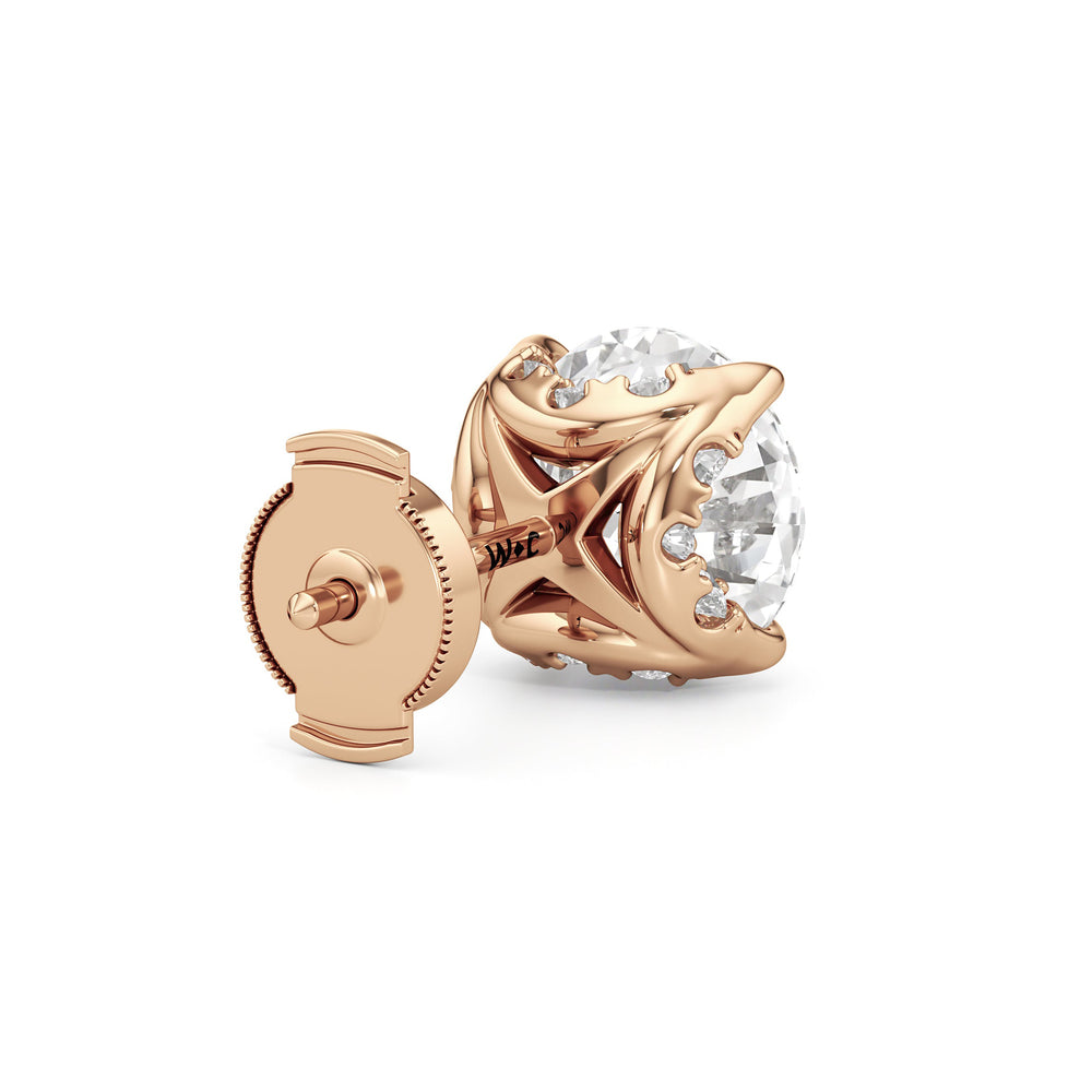 The Atrium Round Solitaire Studs with 18KT Rose Gold / Lab / 4 1/3 Cut Diamond in 14KT Rose Gold / Lab / 4 1/3 view 6

