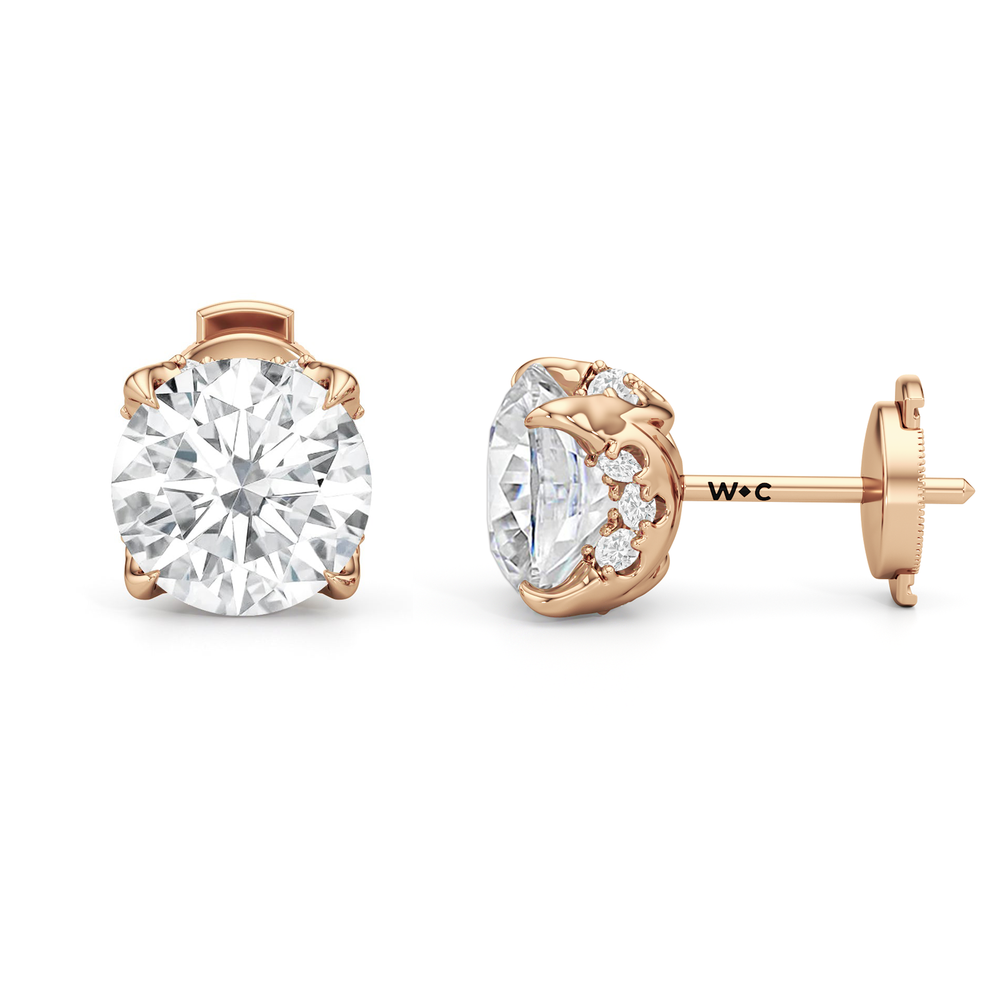 The Atrium Round Solitaire Studs with 18KT Rose Gold / Lab / 4 1/3 Cut Diamond in 14KT Rose Gold / Lab / 4 1/3 view 4
