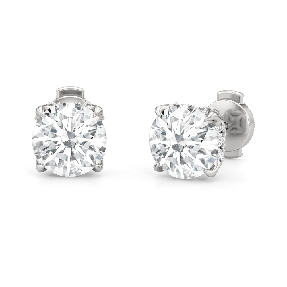 The Cassatt Round Solitaire Studs with Platinum / Lab / 4 1/3 Cut Diamond in 14KT Platinum / Lab / 4 1/3 view 2
