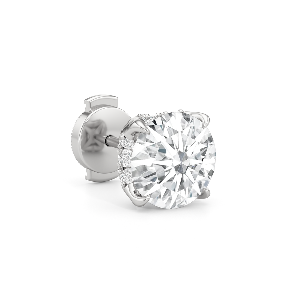 The Atrium Round Solitaire Studs with Platinum / Lab / 4 1/3 Cut Diamond in 14KT Platinum / Lab / 4 1/3 view 5
