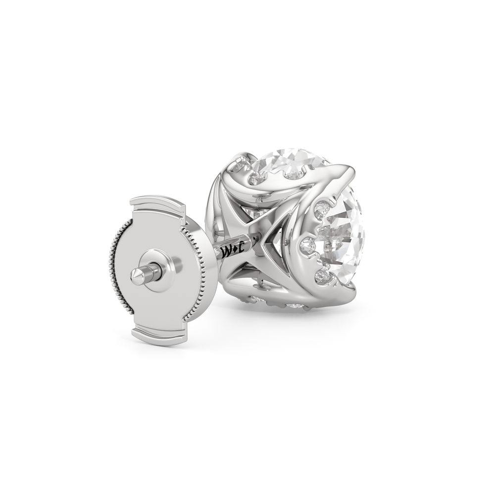 The Atrium Round Solitaire Studs with Platinum / Lab / 4 1/3 Cut Diamond in 14KT Platinum / Lab / 4 1/3 view 6
