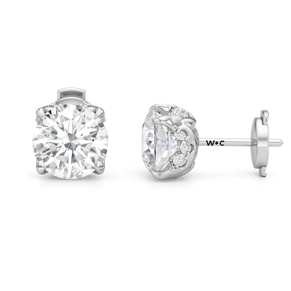 The Atrium Round Solitaire Studs with Platinum / Lab / 4 1/3 Cut Diamond in 14KT Platinum / Lab / 4 1/3 view 4
