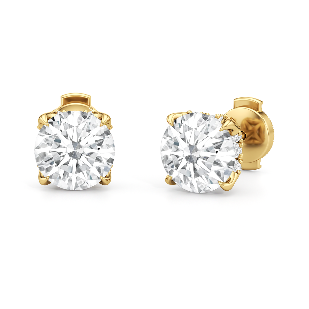 The Atrium Round Solitaire Studs with 18KT Yellow Gold / Lab / 4 1/3 Cut Diamond in 14KT Yellow Gold / Lab / 4 1/3 view 1
