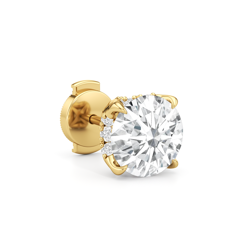 The Atrium Round Solitaire Studs with 18KT Yellow Gold / Lab / 4 1/3 Cut Diamond in 14KT Yellow Gold / Lab / 4 1/3 view 5
