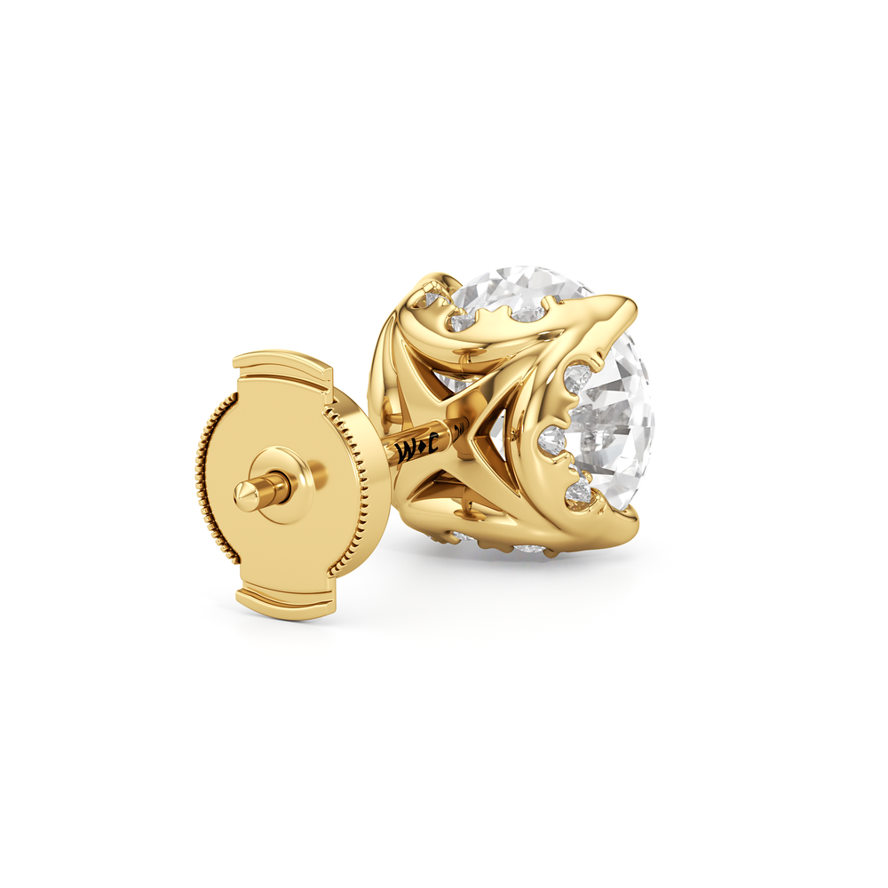 The Atrium Round Solitaire Studs with 18KT Yellow Gold / Lab / 4 1/3 Cut Diamond in 14KT Yellow Gold / Lab / 4 1/3 view 6
