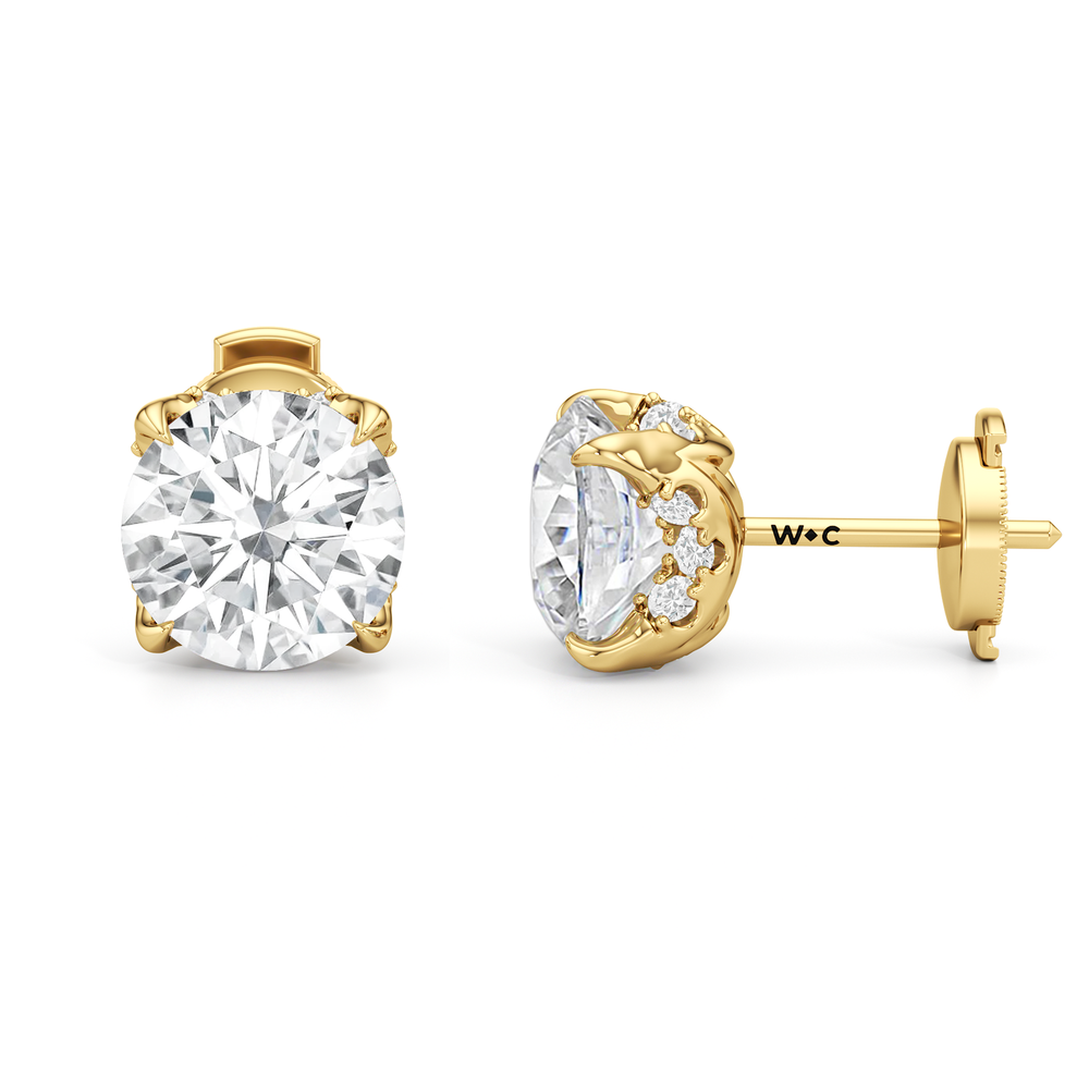 The Atrium Round Solitaire Studs with 18KT Yellow Gold / Lab / 4 1/3 Cut Diamond in 14KT Yellow Gold / Lab / 4 1/3 view 4
