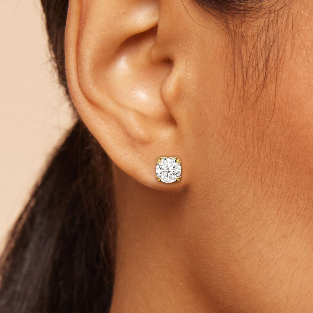 The Atrium Round Solitaire Studs with Platinum / Lab / 4 1/3 Cut Diamond in 14KT Platinum / Lab / 4 1/3 view 2
