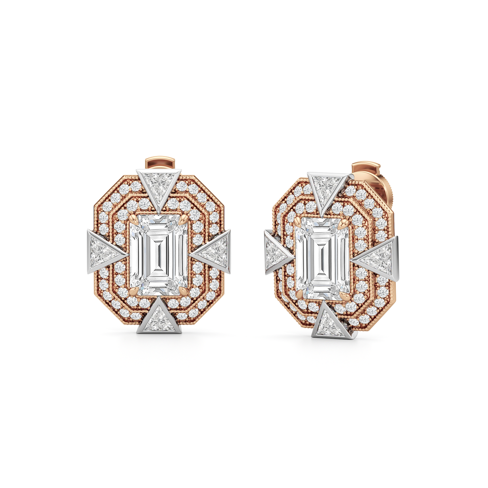 The Empire Earrings with 18KT White & Rose Gold / Lab / 5 1/2 Cut Diamond in 14KT White & Rose Gold / Lab / 5 1/2 view 2
