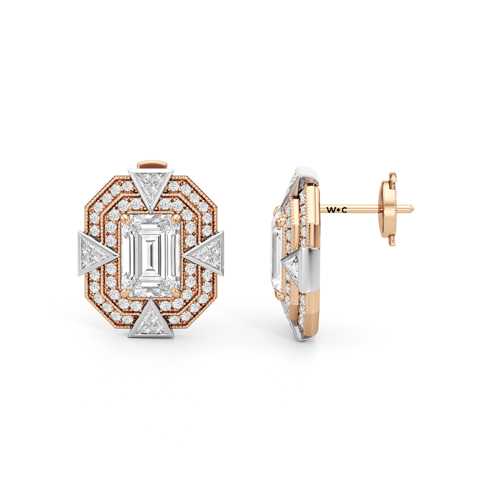 The Empire Earrings with 18KT White & Rose Gold / Lab / 5 1/2 Cut Diamond in 14KT White & Rose Gold / Lab / 5 1/2 view 7
