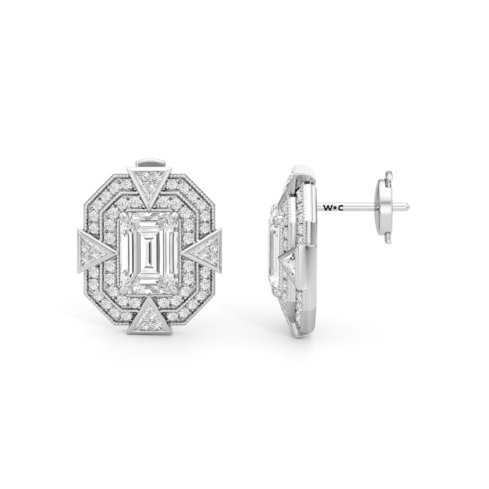 The Empire Earrings with 18KT White Gold / Lab / 5 1/2 Cut Diamond in 14KT White Gold / Lab / 5 1/2 view 7
