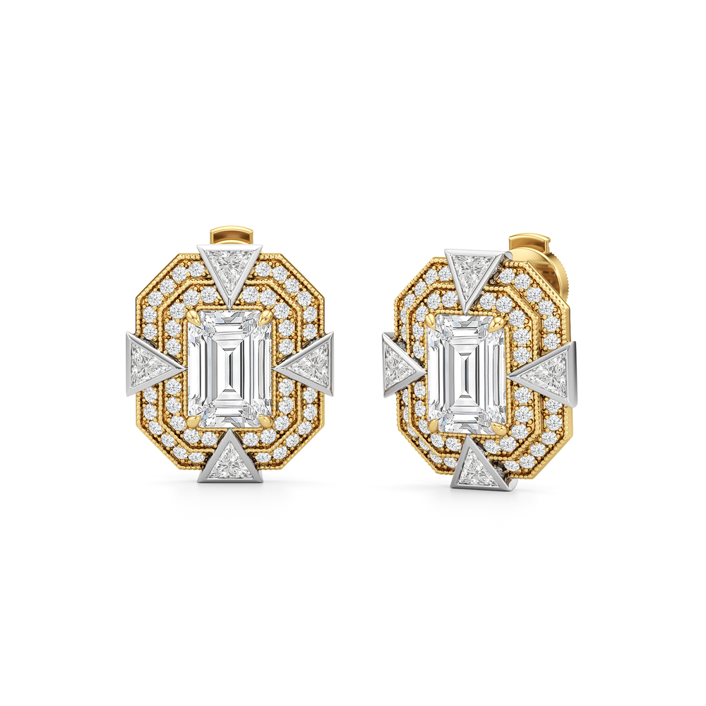 The Empire Earrings with 18KT White & Yellow Gold / Lab / 5 1/2 Cut Diamond in 14KT White & Yellow Gold / Lab / 5 1/2 view 2
